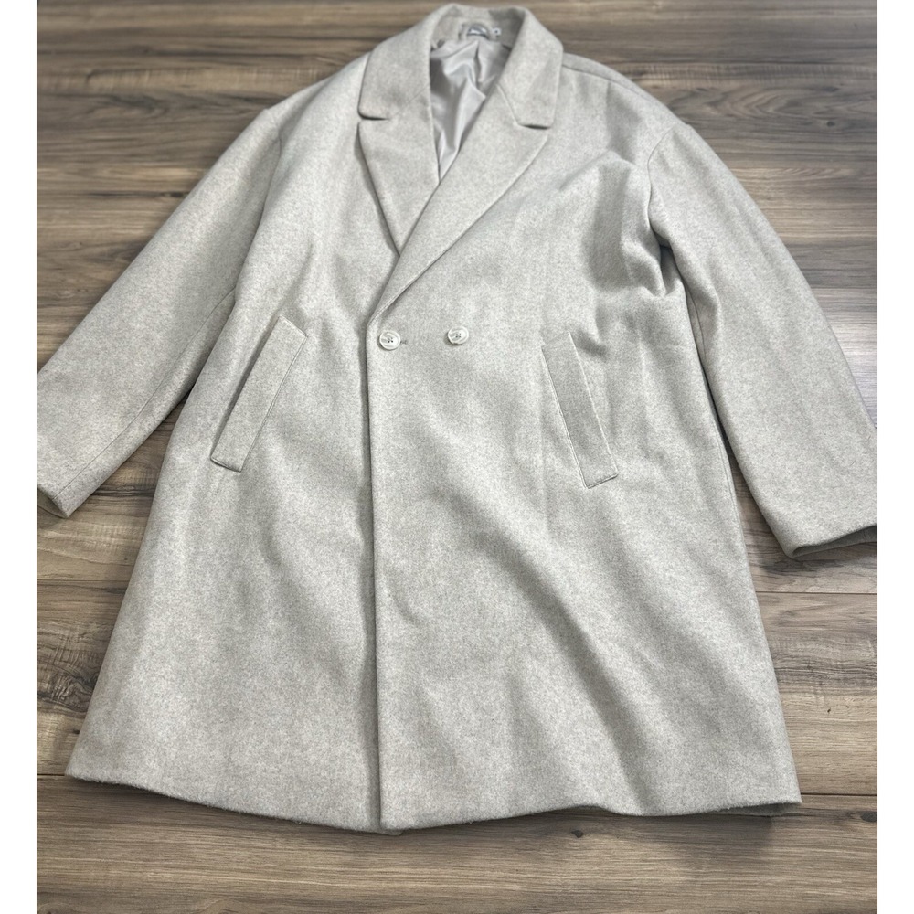 Zara Womens Pea Coat L-XL Beige‎ 1 Button